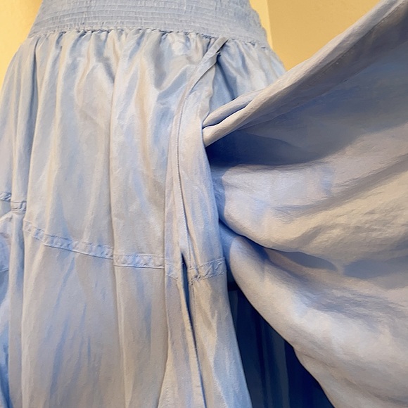 Donna Karan Vintage DKNY Pure 100% Silk Sky Blue Wrap Skirt - Picture 16 of 17